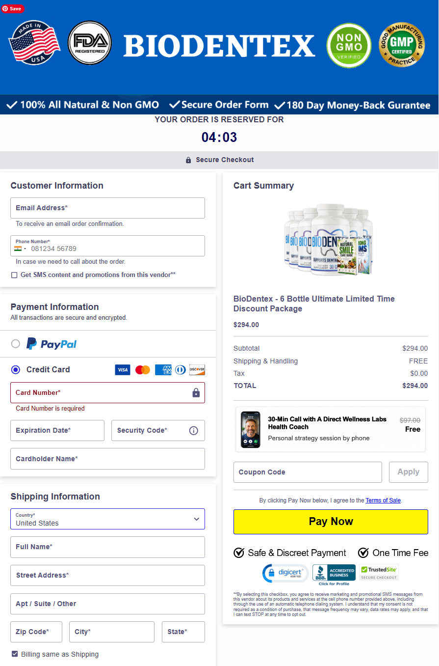 BioDentex order page